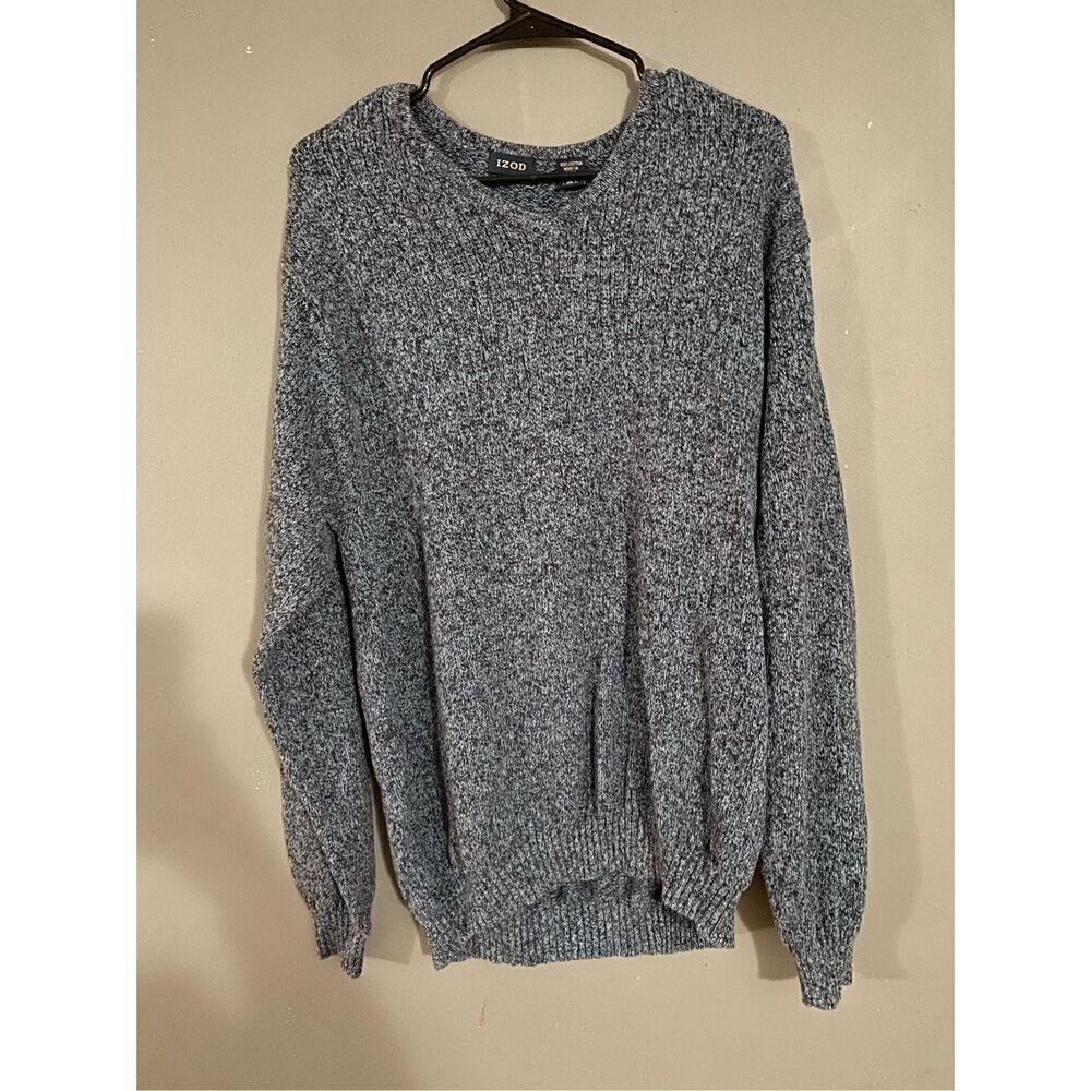 Izod Blue V Neck Knit Sweater Size XL